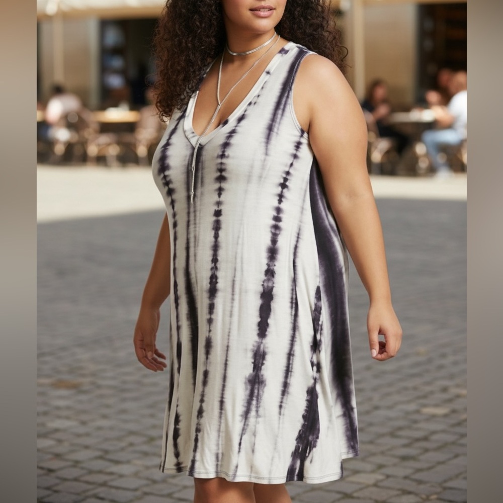 NEW• Zen Bohemian Vintage Wash TieDye Swing Dress• 1X-2X